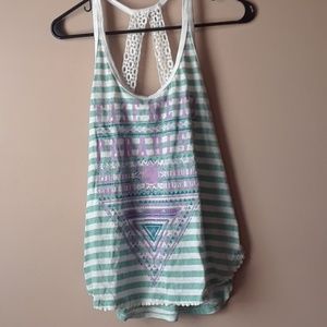 Blue and white triped tank top